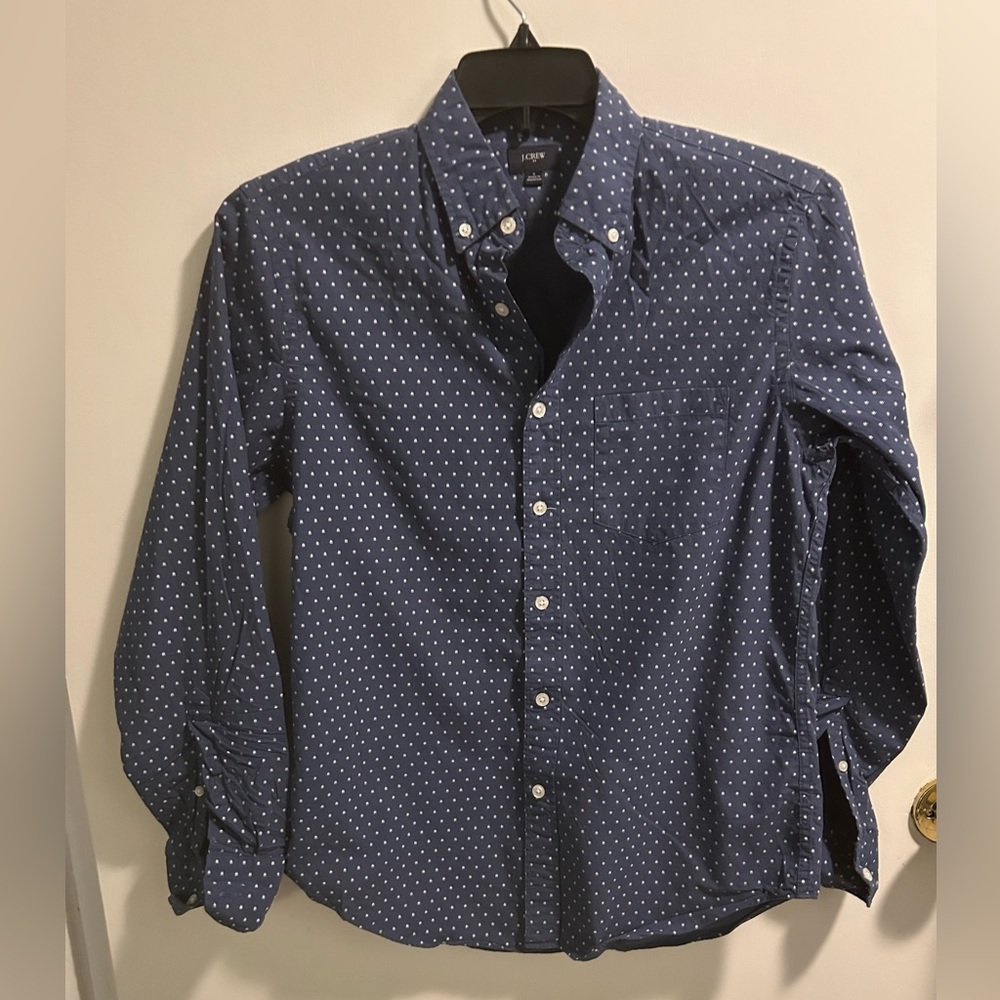 J.Crew Mens Small Button Down Blue White Sailboat Print Casual Dress Long Sleeve